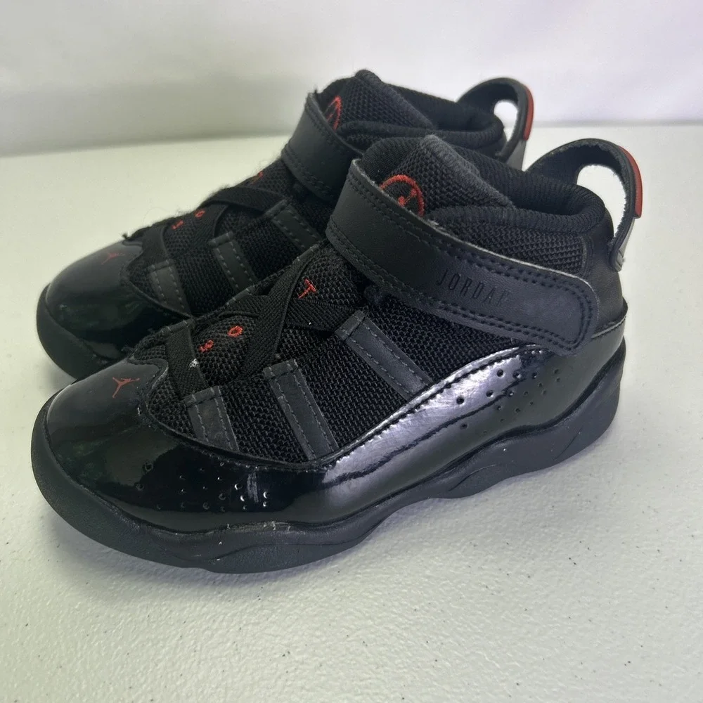 Jordan 6 Rings Toddler Size 10C Black Patent Leather Anthracite 323420-026 Kids